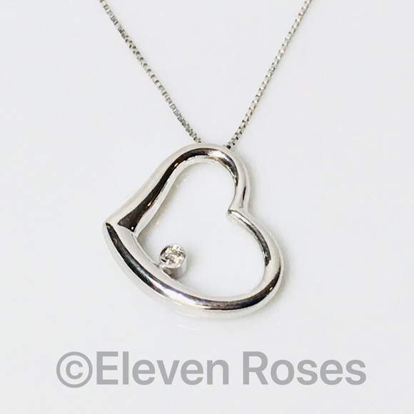 Roberto Coin 18k Diamond Slanted Heart Necklace - Picture 8 of 8